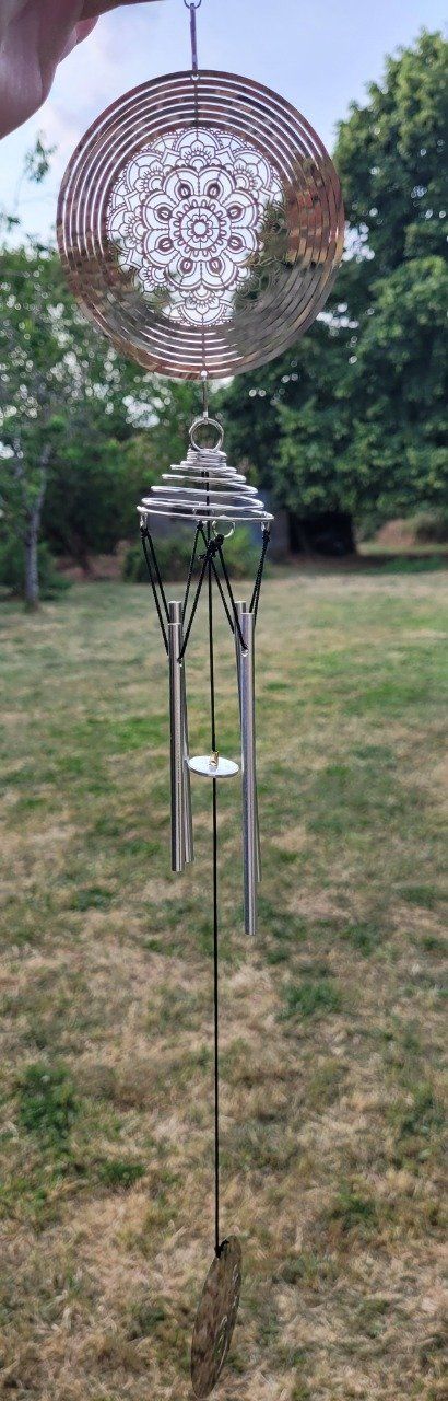 Carillon de vent 3D, spinner rotatif en acier inoxydable