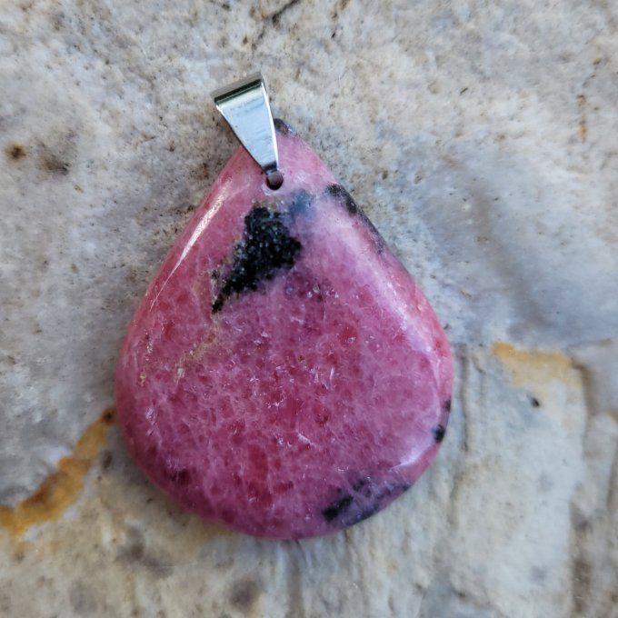 Pendentif en Rhodonite en forme de goutte 