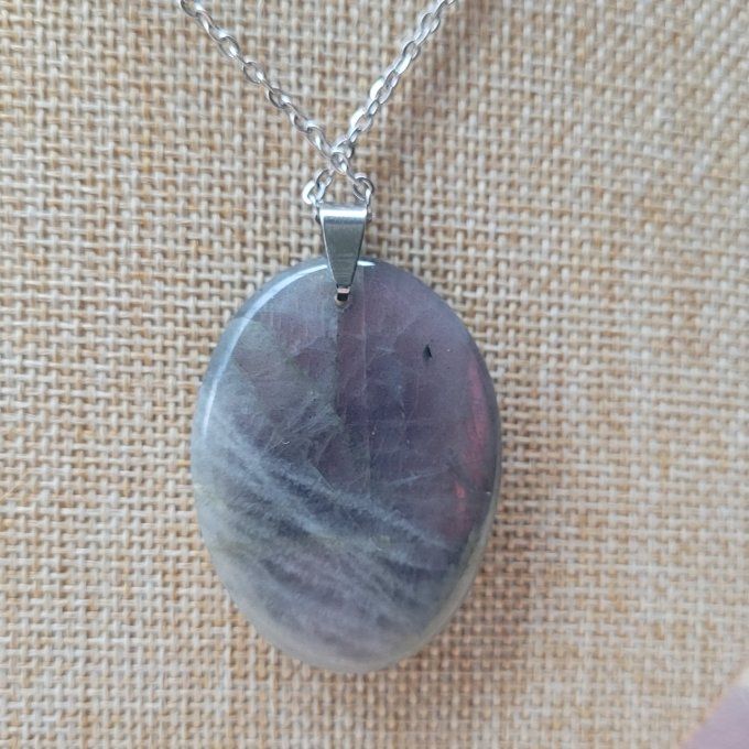 Pendentif ovale en Labradorite violette AA+