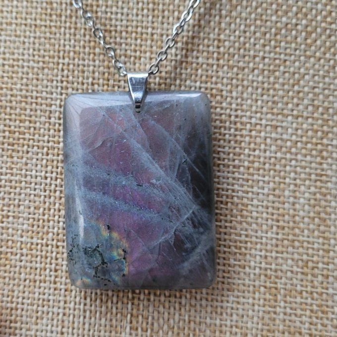 Pendentif rectangle en Labradorite violette AA+