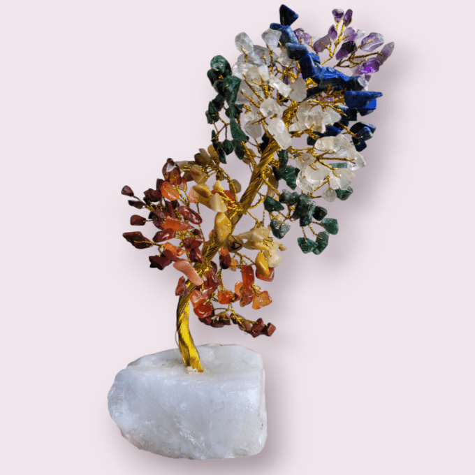 Arbre 7 chakras avec base en quartz (20-22cms)