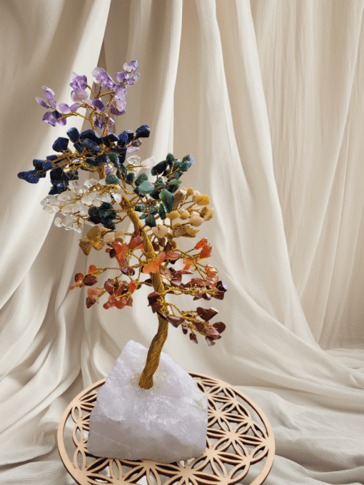 Arbre 7 chakras avec base en quartz (20-22cms)